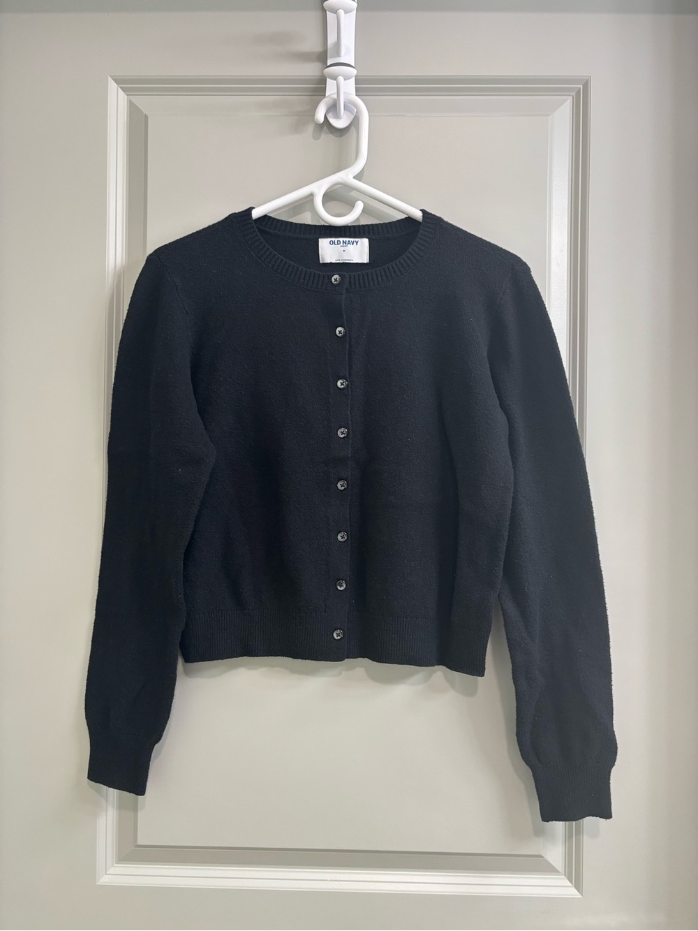 Old Navy Black Button-Front Crewneck Cardigan